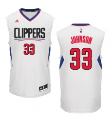 Men's Adidas Los Angeles Clippers #33 Wesley Johnson Authentic White Home NBA Jersey