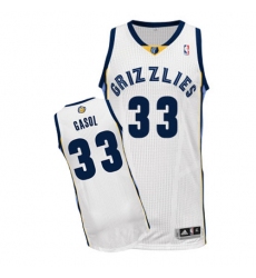 Men's Adidas Memphis Grizzlies #33 Marc Gasol Authentic White Home NBA Jersey