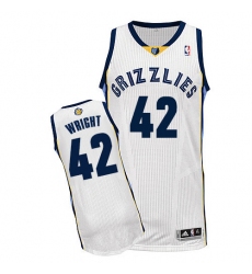 Men's Adidas Memphis Grizzlies #42 Lorenzen Wright Authentic White Home NBA Jersey