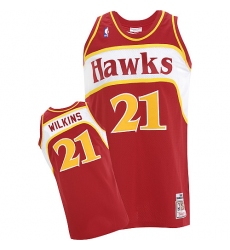 Men's Adidas Atlanta Hawks #21 Dominique Wilkins Authentic Red Throwback NBA Jersey