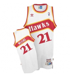 Men's Adidas Atlanta Hawks #21 Dominique Wilkins Swingman White Throwback NBA Jersey