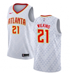 Men's Nike Atlanta Hawks #21 Dominique Wilkins Swingman White NBA Jersey - Association Edition