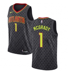 Men's Nike Atlanta Hawks #1 Tracy Mcgrady Authentic Black Road NBA Jersey - Icon Edition