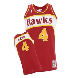 Men's Adidas Atlanta Hawks #4 Spud Webb Swingman Red Throwback NBA Jersey