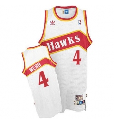 Men's Adidas Atlanta Hawks #4 Spud Webb Swingman White Throwback NBA Jersey