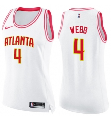 Women's Nike Atlanta Hawks #4 Spud Webb Swingman White/Pink Fashion NBA Jersey