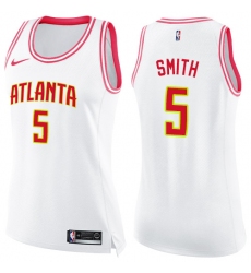 Women's Nike Atlanta Hawks #5 Josh Smith Swingman White/Pink Fashion NBA Jersey