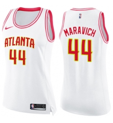 Women's Nike Atlanta Hawks #44 Pete Maravich Swingman White/Pink Fashion NBA Jersey