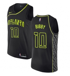 Men's Nike Atlanta Hawks #10 Mike Bibby Authentic Black NBA Jersey - City Edition