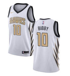 Men's Nike Atlanta Hawks #10 Mike Bibby Swingman White NBA Jersey - City Edition