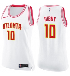 Women's Nike Atlanta Hawks #10 Mike Bibby Swingman White/Pink Fashion NBA Jersey