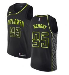 Men's Nike Atlanta Hawks #95 DeAndre' Bembry Swingman Black NBA Jersey - City Edition