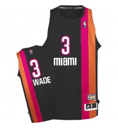 Men's Adidas Miami Heat #3 Dwyane Wade Authentic Black ABA Hardwood Classic NBA Jersey