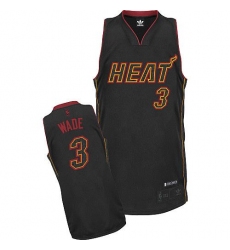 Men's Adidas Miami Heat #3 Dwyane Wade Authentic Black Carbon Fiber Fashion NBA Jersey