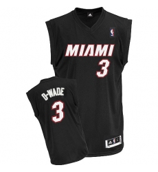 Men's Adidas Miami Heat #3 Dwyane Wade Authentic Black D-WADE Fashion NBA Jersey