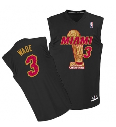 Men's Adidas Miami Heat #3 Dwyane Wade Authentic Black Finals Champions NBA Jersey