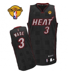 Men's Adidas Miami Heat #3 Dwyane Wade Authentic Black Rhythm Fashion Finals Patch NBA Jersey