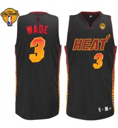 Men's Adidas Miami Heat #3 Dwyane Wade Authentic Black Vibe Finals Patch NBA Jersey