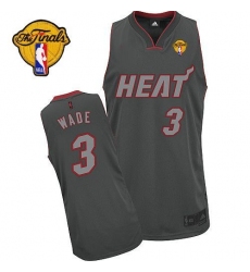 Men's Adidas Miami Heat #3 Dwyane Wade Authentic Grey Graystone Fashion Finals Patch NBA Jersey