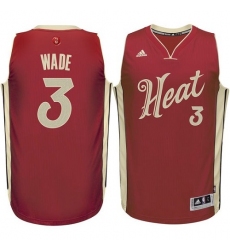 Men's Adidas Miami Heat #3 Dwyane Wade Authentic Red 2015-16 Christmas Day NBA Jersey