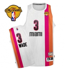 Men's Adidas Miami Heat #3 Dwyane Wade Authentic White ABA Hardwood Classic Finals Patch NBA Jersey