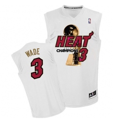 Men's Adidas Miami Heat #3 Dwyane Wade Authentic White Finals Champions NBA Jersey