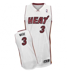 Men's Adidas Miami Heat #3 Dwyane Wade Authentic White Home NBA Jersey