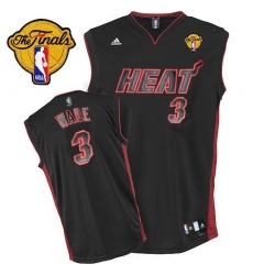 Men's Adidas Miami Heat #3 Dwyane Wade Swingman Black Black/Red No. Finals Patch NBA Jersey