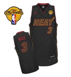 Men's Adidas Miami Heat #3 Dwyane Wade Swingman Black Carbon Fiber Fashion Finals Patch NBA Jersey