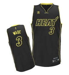 Men's Adidas Miami Heat #3 Dwyane Wade Swingman Black Electricity Fashion NBA Jersey