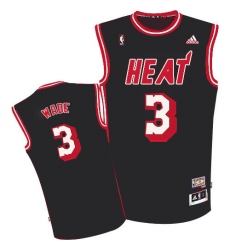 Men's Adidas Miami Heat #3 Dwyane Wade Swingman Black Hardwood Classics Nights NBA Jersey