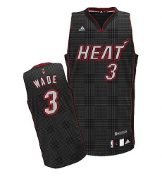 Men's Adidas Miami Heat #3 Dwyane Wade Swingman Black Rhythm Fashion NBA Jersey