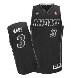 Men's Adidas Miami Heat #3 Dwyane Wade Swingman Black/White NBA Jersey