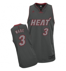 Men's Adidas Miami Heat #3 Dwyane Wade Swingman Grey Graystone Fashion NBA Jersey