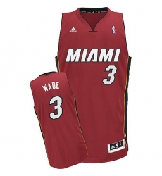 Men's Adidas Miami Heat #3 Dwyane Wade Swingman Red Alternate NBA Jersey