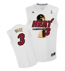 Men's Adidas Miami Heat #3 Dwyane Wade Swingman White Finals Champions NBA Jersey