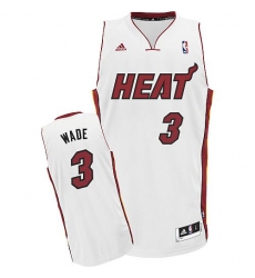 Men's Adidas Miami Heat #3 Dwyane Wade Swingman White Home NBA Jersey