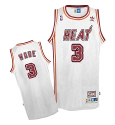 Men's Adidas Miami Heat #3 Dwyane Wade Swingman White Throwback NBA Jersey