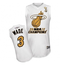 Men's Majestic Miami Heat #3 Dwyane Wade Authentic White Finals Champions NBA Jersey