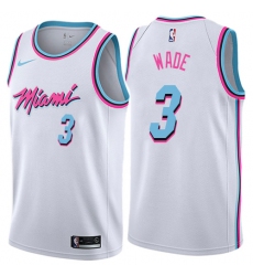 Men's Nike Miami Heat #3 Dwyane Wade Authentic White NBA Jersey - City Edition