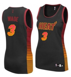 Women's Adidas Miami Heat #3 Dwyane Wade Authentic Black Vibe NBA Jersey