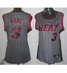 Women's Adidas Miami Heat #3 Dwyane Wade Authentic Grey Static Fashion NBA Jersey