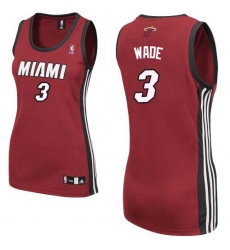 Women's Adidas Miami Heat #3 Dwyane Wade Authentic Red Alternate NBA Jersey