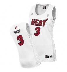 Women's Adidas Miami Heat #3 Dwyane Wade Swingman White Home NBA Jersey