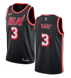 Women's Nike Miami Heat #3 Dwyane Wade Authentic Black Black Fashion Hardwood Classics NBA Jersey