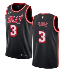 Youth Nike Miami Heat #3 Dwyane Wade Authentic Black Black Fashion Hardwood Classics NBA Jersey