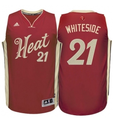 Men's Adidas Miami Heat #21 Hassan Whiteside Authentic Red 2015-16 Christmas Day NBA Jersey