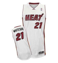 Men's Adidas Miami Heat #21 Hassan Whiteside Authentic White Home NBA Jersey