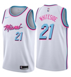 Men's Nike Miami Heat #21 Hassan Whiteside Authentic White NBA Jersey - City Edition