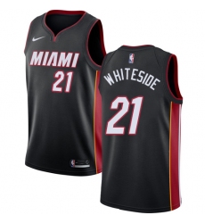 Men's Nike Miami Heat #21 Hassan Whiteside Swingman Black Road NBA Jersey - Icon Edition